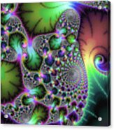 Fractal Spirals And Leaves With Jewel Colors Acrylic Print