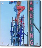 Fremont Street Lucky Lady And Gambling Neon Signs Acrylic Print