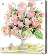 French Floral Still Life - Bouquet Of Antique English Roses Acrylic Print