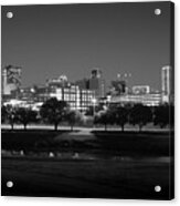 Ft. Worth Texas Skyline Dusk Black And White Acrylic Print