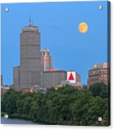 Full Moon Across Boston Skyline Acrylic Print