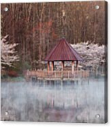 Gazebo And Cherry Trees Acrylic Print