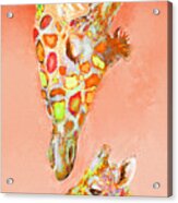 Giraffe Love- Orange Acrylic Print