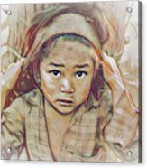 Girl Carrying Firewood In Nepal Acrylic Print