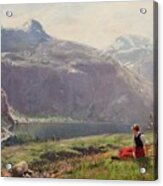 Girl In The Fjords Acrylic Print