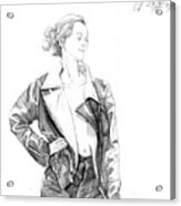 Girl In The Leather Jacket Acrylic Print