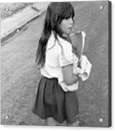 Girl Returns Home From School, 1971 Acrylic Print