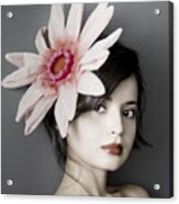 Girl With Flower Acrylic Print