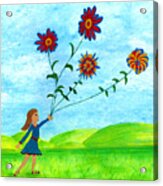 Girl With Flowers Acrylic Print