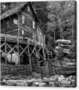 Glade Creek Grist Mill In West Virginia - Black And White Acrylic Print