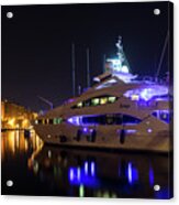 Glossy Vittoriosa Marina In Ultra Violet And Cyber Yellow Acrylic Print