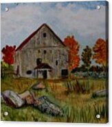Glover Barn In Autumn Acrylic Print