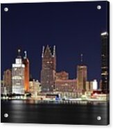 Gm Towers Over Detroit Acrylic Print