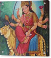 Goddess Durga, Ambe Maa, Aadishakti Painting, Goddess Of War,online Artwork, Oil Painting On Canvas. Acrylic Print