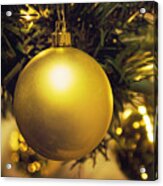Golden Christmas Ornaments Acrylic Print