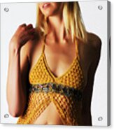 Golden Crochet Acrylic Print
