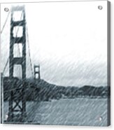 Golden Gate Blue Rain Acrylic Print