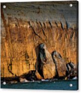 Golden Light On The Pictured Rocks. Acrylic Print