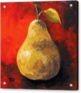 Golden Pear On Red Acrylic Print