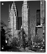 Gooderham Flatiron Building And Toronto Downtown Reflection Acrylic Print
