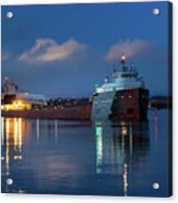 Great Lakes Freighter Cason Callaway Reflections -6776 Acrylic Print