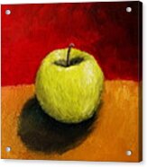 Green Apple With Red And Gold Acrylic Print