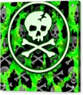 Green Deathrock Skull Acrylic Print