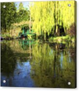 Green Footbridge In Monets Garden Acrylic Print