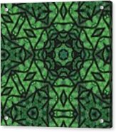 Green Owl Mandala Acrylic Print