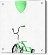 Green Tricycle And Balloon Acrylic Print