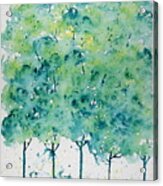 Green Watercolor Trees Acrylic Print
