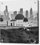 Griffith Observatory And La Black And White Acrylic Print