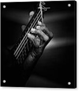Hand Of A Guitarist In Monochrome Acrylic Print
