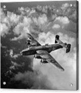 Handley Page Halifax B Iii Above Clouds Bw Version Acrylic Print