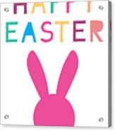 Happy Easter Pink Bunny- Art By Linda Woods Acrylic Print