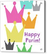 Happy Purim Crowns - Art By Linda Woods Acrylic Print