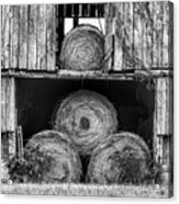 Hay Bales Rustic Architecture Black And White Acrylic Print