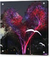 Heart Tree And Birds Acrylic Print