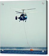 Helicopter Firefighter Take Water In The Sea Acrylic Print
