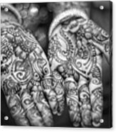 Henna Hands Black And White Acrylic Print