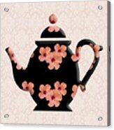 Hibiscus Pattern Teapot Acrylic Print