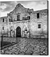 Historic Alamo Mission - San Antonio Texas - Black And White Acrylic Print