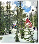 Hollyburn Lodge With Snow- Digital Oil Acrylic Print