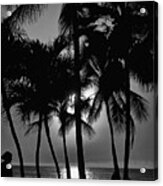 Honolulu Sunset In Bandw Acrylic Print