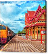 Hua Hin Train Station Digital Painting Acrylic Print