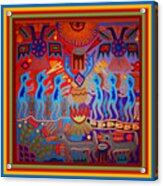 Huichol Tribal Fire Ritual Acrylic Print