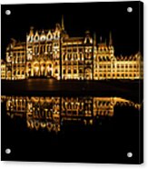 Hungarian Parliament At Night In Budapest Acrylic Print
