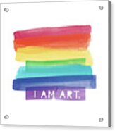 I Am Art Rainbow Stripe- Art By Linda Woods Acrylic Print