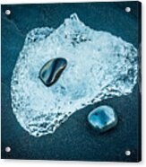 Ice And Stones - Iceland Black Beach Photograph Acrylic Print