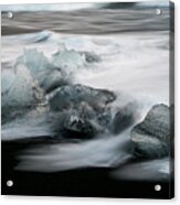 Icebergs In Ice Beach, Iceland Acrylic Print